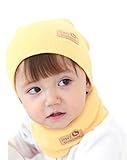 (ミネセンム)Minesam　キッズ　帽子＋スカーフ　二点セット　鮮やか　ベビー　カワイイ　子ども帽子＋スカーフ　二点セット　ふわふわ　キッズ用帽子＋スカーフ　イエロー