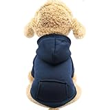 AmzBarley 犬 服 秋冬 パーカー フード付 防寒 暖かい 柔らかい 可愛い ドッグウェア 冬 コットン ポケットパーカー 無地 シンプル スウェットトレーナー 犬服 秋冬 スウェットパーカー 小型犬 中型犬 洋服 犬の服 冬 抜け毛対策 お出かけ お散歩