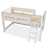 木製 天然木 ベッド ロフトベッド システムベッド はしご すのこ板 ミドルタイプ ホワイト