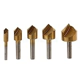 5 PC ストレートシャンク皿穴ドリルビット木材面取りエンドミルカッター