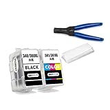 【pomme】 BC-340XL ブラック 顔料 BC-341XL 3色カラー 染料 4色セット 大容量 工具付き キヤノン対応 詰め替えインク ISO14001/ISO9001認証工場 (BC-340 BC-341 BC-340XL BC-341XL BC-340BK BC-341CL)