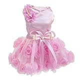 SONONIA 全２色５サイズ　犬　花　ドレス　王女　衣装　スカート　フラワーボボールドレス - ピンク, XL