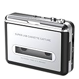 カセットテープをデジタル化 テープからMP3 変換コンバーター 乾電池＆USB給電 ポータブル 3.5mmイヤホン付き (シルバー)