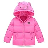 Smile キッズ 子供　ダウン ジャケット ベビー 子供服 ダウンコート 棉服 防寒 保温 アウターウエア 女の子 男の子 フード付き 秋冬　通園/通学　可愛い (120cm, ピンク)