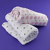 Bambino Land Muslin Organic Blankets Dots Pink & Brown - 2 Pack by Bambino Land [並行輸入品]