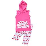 UniqueベビーガールズFlamingoノースリーブパーカーSummer Outfit カラー: ピンク