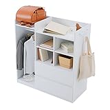 LOWYA （ロウヤ） 収納 ランドセルラック ハンガーラック キャスター付 角丸加工 引出し2杯 ワードローブ 幅92cm ホワイト