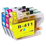 DCP-J526N/J528N/J914N/J915N/J926N-W/J926N-W/B /J928N-B/J1800N/ MFC-J904N/J905N/J739DN/DWN /J939DN/DWN用インクタンクLC411-4PK 3本セット(LC411 Cシアン LC411 Mマゼンタ LC411 Yイエロー 各1個)ブラザー互換インクカートリッジ