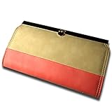 ２種類のフェイクレザーを使い合わせた口折れ金具の長財布 LB