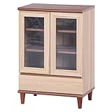 不二貿易(Fujiboeki) キャビネット ブラウン・ナチュラル 幅60×奥行39.5×高さ89cm ツートン 98686