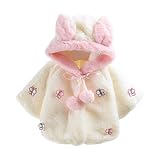 Tieanベビー乳児バタフライ秋冬フード付きコートクロークジャケット厚い暖かい服 ホワイト