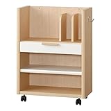 小島工芸 日本製 組立不要 健康仕様のFフォースター 引き出し付き 可動棚1枚 幅55cm マルチワゴンNK チェリー+ホワイト [奥行30cm 高さ74cm] 1270587