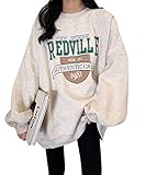 [デバイス] 韓国風 ビッグシルエット カレッジロゴ レイヤード風 プルオーバー スウェット トレーナー グレー ワンサイズ