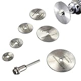 Kimlontonスリッターブレード [6枚丸鋸刃 +1延長マンドレルセット] 丸鋸刃直径:22mm,25mm,32mm,35mm,44mm,50mm高速度鋼切削ディスク 切断鋸 金属 木工用ブレード
