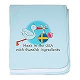 CafePress – Stork赤ちゃんSWE 2. PSD Baby Blanket – スーパーソフトベビー毛布、新生児おくるみ 標準 ブルー 139260006925CD2