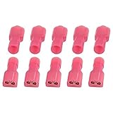 DealMuxプラスチックFDFN 1-187女性スペード圧着コネクタ端子、レッド、10ピース