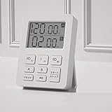 Lecone デジタルタイマー ダブルタイマー カウントアップ カウントダウン 二つの時間を設定可能 2連式タイマー 音量切替機能 マグネット付き 置き掛け兼用 ホワイト