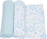 MiracleWare Muslin Swaddle Blanket, Blue Stars, 2 Piece by MiracleWare
