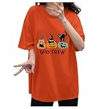 [Teevaseoan] ハロウィン Tシャツ レディース パンプキン ｔシャツ 個性 派手 コスプレ トップス 大人 用 コスチューム ハロウィン 仮装 カボチャ 衣装 おもしろ 面白い 可愛い カットソー 体型カバー 万聖節 丸首 ブラウス イベント (オレンジ/M)