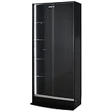 【JAJAN】フィギュアラック「ワイド」83シリーズ引き戸 LED付き 幅83cm奥行29cm高さ182cm ハイタイプ 本体 ブラック【正規品】[鍵付きコレクションケース]