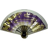 [扇亘] A1381 舞扇子 金箔桜流水 紫天ぼかし