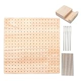 G&G かぎ針編み ブロッキングボード セット 木製 ピン20本 ニードル5本 スタンド付き グラニースクエア 手作り 編み物 かぎ編み ブロッキングマット ラバーウッド 手芸