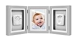 Pearhead Babyprints Baby Handprint and Footprint Deluxe Desk Photo Frame & Impression Kit, Gray