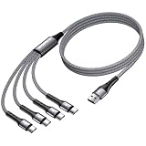 SIQIWO [2本パック 1.2M] マルチUSB Cケーブル、4 in 2編組USB A/C - USB Cスプリッター充電コード、4つのType Cポート、iPhone 15 16 17シリーズ、Samsung Galaxy、Sony、Pixel、LG用QC/PD 3.0急速充電（最大100W）