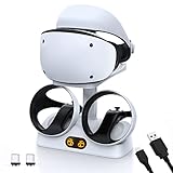 NexiGo コントローラー充電ステーション PSVR2 用、LEDライト付きデュアル急速充電器ドック、ヘッドセット ディスプレイ スタンドとコントローラー マウント、USB - Type-Cケーブル、ホワイト