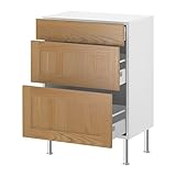 IKEA(イケア) FAKTUM ティダホルム オーク 60x37 cm 59839025 ベースキャビネット 引き出し3段付、ティダホルム オーク
