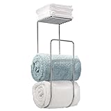 mDesign Towel Holder with Shelf for Bathroom - Wall Mount, Chrome [並行輸入品]