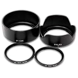 F-Foto Canon ミラーレス一眼 EOS Kiss M200 / M100 / M10 / M6 ダブルズームキットに適合 EW-53 & ET-54B 互換 レンズ フード と 49mm、52mm保護フィルター ４点セット (EF-M 15-45mm レンズ と EF-M 55-200mm レンズに適合） EW53ET54B4952F-SET