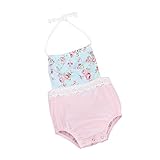 Lutents ベビー服 ホルターネックロンパース カバーオール お花柄 レース飾り 女の子 カジュアル 快適 着心地良い 歩行服 パジャマ 新生児 出産祝いプレゼント 可愛い オシャレ