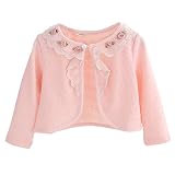 ベビー服　子供服　女の子　ボレロ　70　80　90　100　cm　秋　長袖　カーディガン　ポンチョ　赤ちゃん　キッズ　子供　乳幼児　白/ホワイト　ピンク　花　レース　綿　コットン　発表会　結婚式　パー