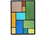 Joy Carpets Kid Essentials Early Childhood Our Block Rug Earthtone 5'4 x 7'8 [並行輸入品]