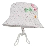 GEMVIE ベビー用ハット つば広 赤ちゃんキャップ 紫外線 UVカット キッズ 帽子 サンバイザー フィッシャーマンハット ドット リボン飾り 女の子 48