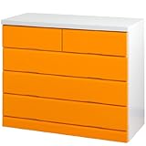 タンスのゲン 国産 鏡面タンス 完成品 幅90cm 4段 マカロン マンゴーオレンジ 02010111 OR