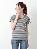 Angeliebe エンジェリーベ オリジナル 産後用 授乳服 添い乳 ラウンドネック Tシャツ 犬印本舗 Fairy コラボ商品 M ～ L グレー ボーダー 30111 30111402