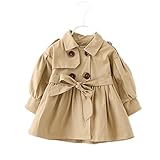 YUEGUANG 子供服 コート 女の子 ウインドブレーカー ベビー服 ジャケット ダブル ベルト付き 春秋 レンチコート ファッション カジュアル 普段着 80-110cm (カーキー, 110cm