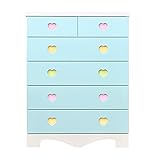 アルファタカバ 子供部屋に置きたいキッズチェスト ポップハート 幅75cm5段タイプ パステルブルー(取っ手いろいろ)