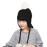 子供用帽子 冬 ニット帽 裏ボア あったか 毛糸 ニットキャップ 可愛いふわモコポンポン 耳あて すっぽり覆われ キッズ防寒帽 S/Mサイズ 2-10歳 ベビー用ハット 赤ちゃん 男の子 女の子 スキ