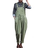 （モダンミス）Mordenmiss カジュアルオーバーオール レディース ゆったり ワイドパンツ サロペット オールインワン グリーン1