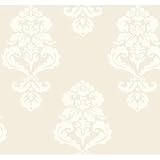 York Wallcoverings Black and White Graphic Damask Wallpaper Memo Sample, 8 by 10-Inch, Beige/Cream [