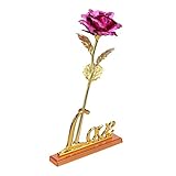 bestoyardローズフラワーギフトFoil Long Stem Rose For Valentine 's Day母の日Wedding Favor With Love Display Base a