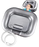 S.fields.inc シャンプー台 洗髪器 介護用シャワー 家庭 寝たまま 枕台 排水ホース付き エア式 PVC (シルバー)