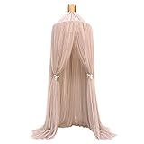 蚊帳　天蓋 ベッド蚊帳　ベビー用　子供用　プリンセス　カーテン　ヨーロッパ風　おしゃれ　レース　虫除け　薄い　通気 (カーキ)