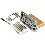 Musiclily Ultra 10.5mmブラス製トレモロユニットブリッジ 6点止めタイプナイフエッジ ストラトSTエレキギター用、クローム