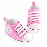 赤ん坊のような柔らかい底のキャンバスの幼児の靴 (13cm:12-18月, ピンク)