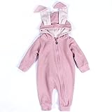 ZooArts ベビー服 ロンパース かわいい耳 ウサギ 新生児 男の子 女の子 赤ちゃん服 子供服 長袖 前開き カバーオール ワンピース 満月/出産祝い/プレゼント 春用 秋用 あんよしはじめる 