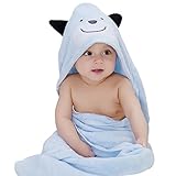 MADHOLLY ベビー バスローブ バスタオル　赤ちゃん パイル フカフカ クマさん おくるみ 水着 用 大判 ベビー フード 付き ブランケット 肌触り 抜群　ブルー